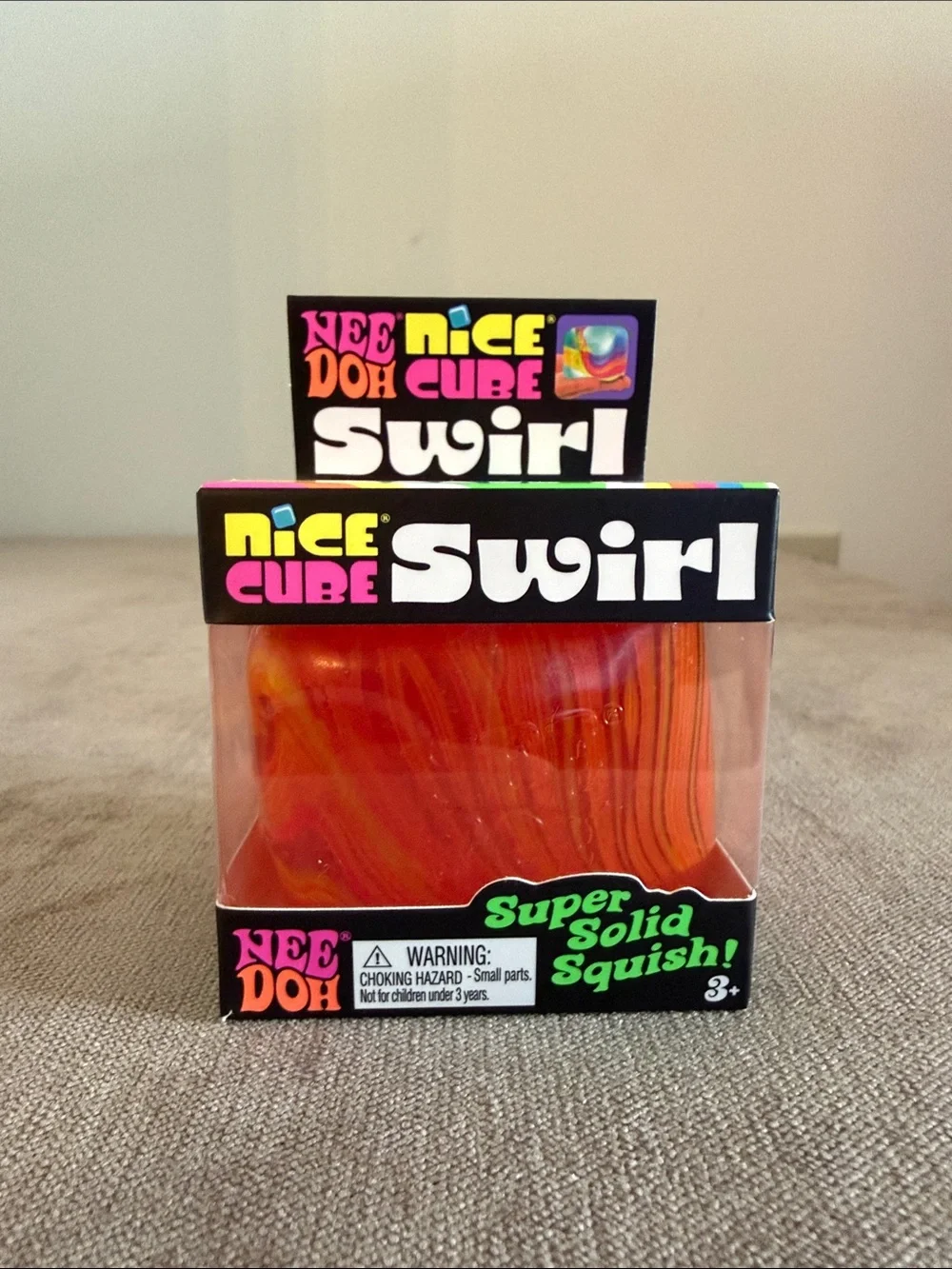 NeeDoh Nice Cube Swirl Super Solid Squish! - Orange
